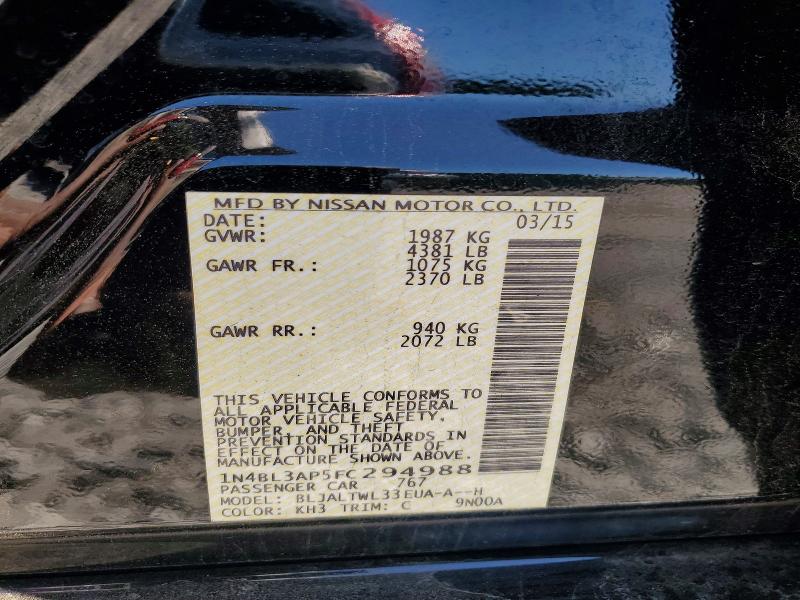 Продажа на аукционе авто 2015 Nissan Altima, vin: 1N4BL3AP5FC294988, номер лота: 53390856