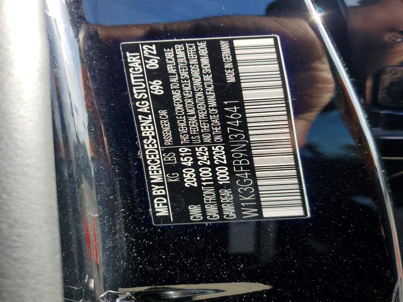 Продажа на аукционе авто 2022 Mercedes-benz A, vin: W1K3G4FB9NJ374641, номер лота: 52882726