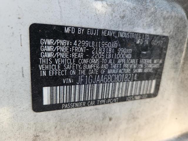 54006376 :رقم المزاد ، JF1GJAA68CH018214 vin ، 2012 Subaru Impreza مزاد بيع