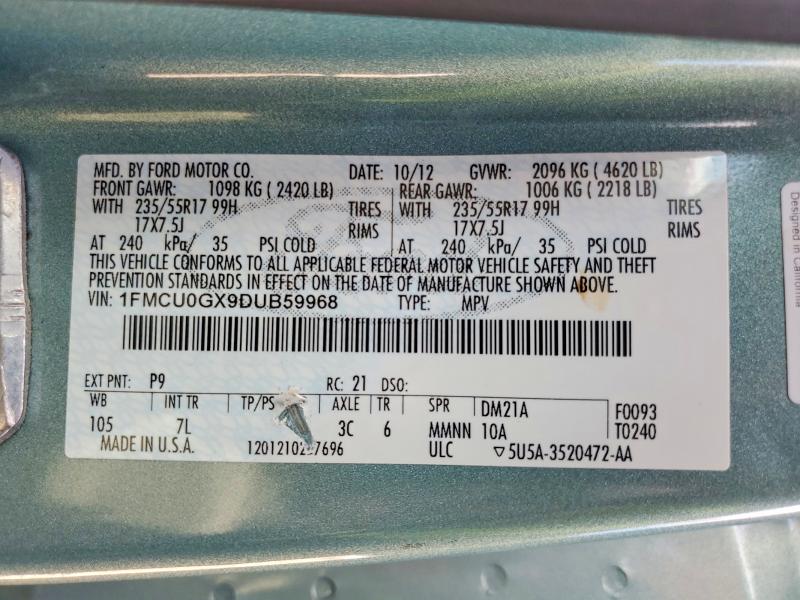 Aukcja sprzedaży 2013 Ford Escape, vin: 1FMCU0GX9DUB59968, numer aukcji: 53614426