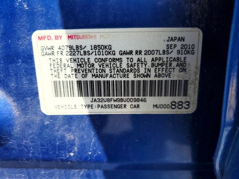 Продаж на аукціоні авто 2011 Mitsubishi Lancer, vin: JA32U8FW9BU009846, номер лоту: 54928306