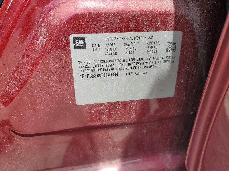 Продажа на аукционе авто 2015 Chevrolet Cruze, vin: 1G1PC5SB9F7140994, номер лота: 55578286