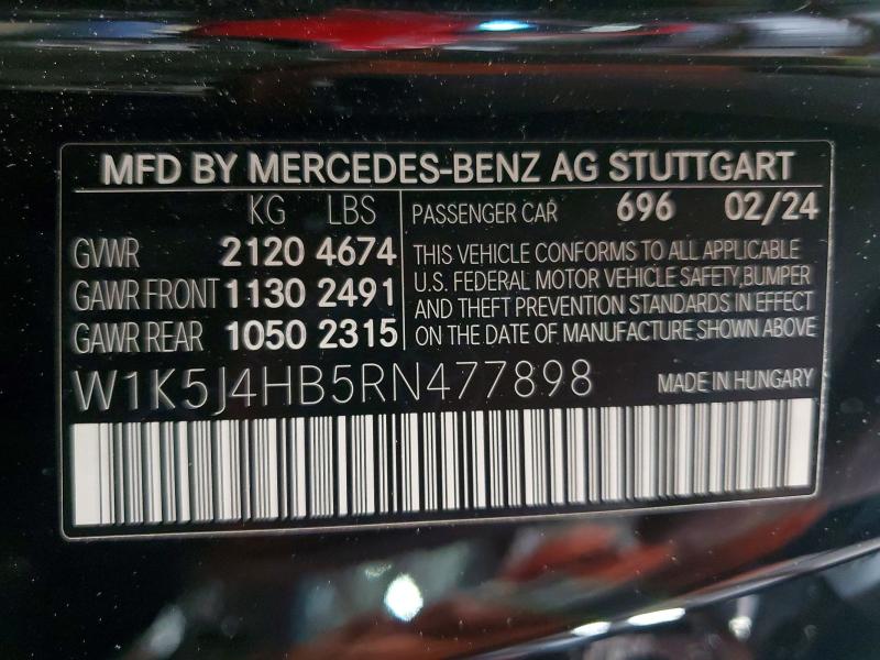 Продаж на аукціоні авто 2024 Mercedes-benz Cla, vin: W1K5J4HB5RN477898, номер лоту: 55673866