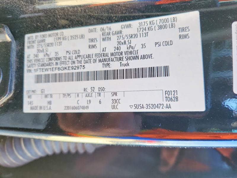 Продаж на аукціоні авто 2016 Ford F150, vin: 1FTEW1EF6GKE92975, номер лоту: 51835416