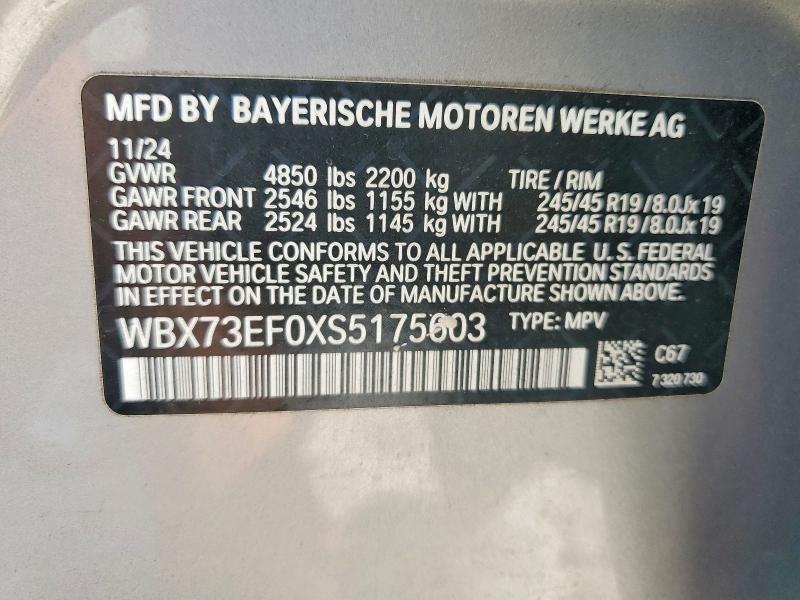 Продаж на аукціоні авто 2025 Bmw X1, vin: WBX73EF0XS5175603, номер лоту: 52002046