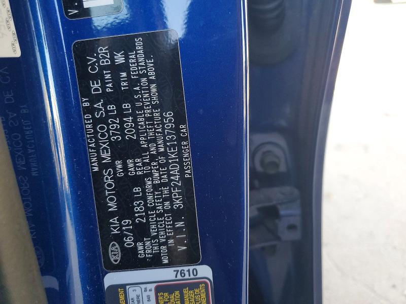 Продажа на аукционе авто 2019 Kia Forte, vin: 3KPF24AD1KE137956, номер лота: 53143316