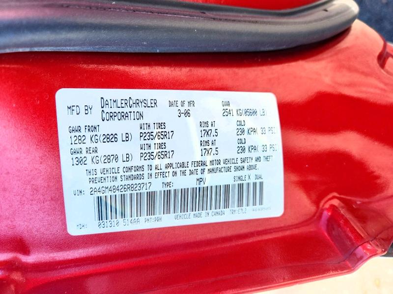 51670376 :رقم المزاد ، 2A4GM48426R823717 vin ، 2006 Chrysler Pacifica مزاد بيع