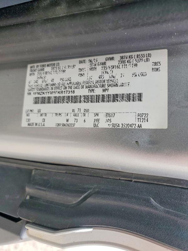 Продажа на аукционе авто 2015 Ford Transit, vin: 1FMZK1YM1FKB17318, номер лота: 54477596