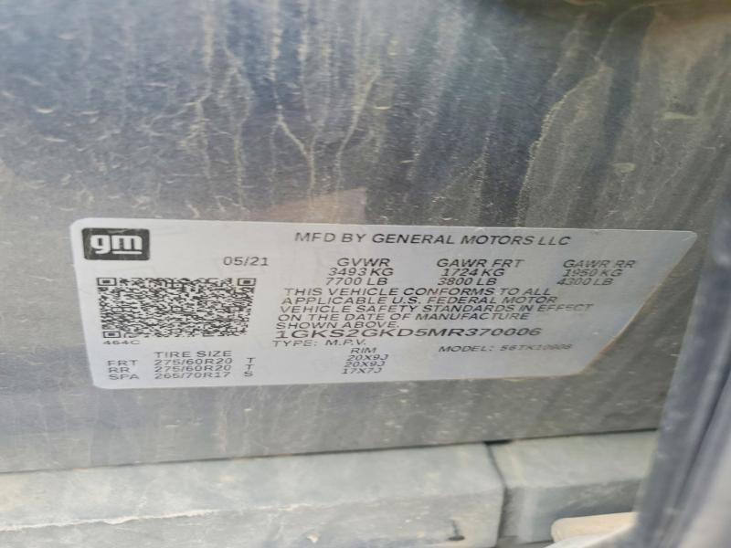 Aukcja sprzedaży 2021 Gmc Yukon Xl, vin: 1GKS2GKD5MR370006, numer aukcji: 54844036