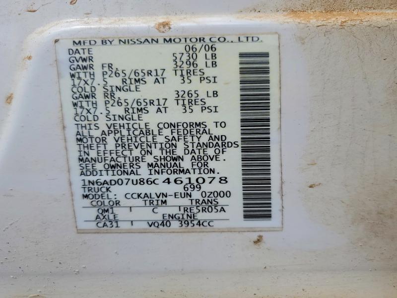 Aukcja sprzedaży 2006 Nissan Frontier, vin: 1N6AD07U86C461078, numer aukcji: 55377166