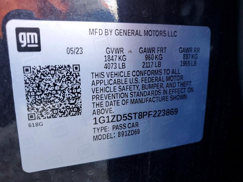 Aukcja sprzedaży 2023 Chevrolet Malibu, vin: 1G1ZD5ST8PF223869, numer aukcji: 53473326