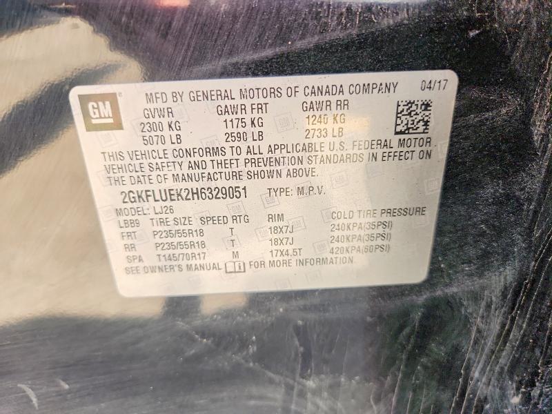 Aukcja sprzedaży 2017 Gmc Terrain, vin: 2GKFLUEK2H6329051, numer aukcji: 53282756