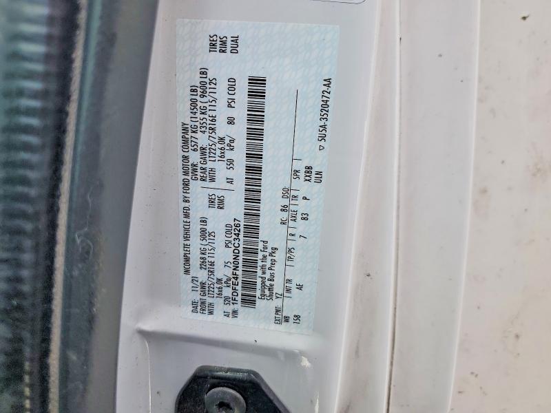 54762456 :رقم المزاد ، 1FDFE4FN0NDC34267 vin ، 2022 Ford E450 مزاد بيع