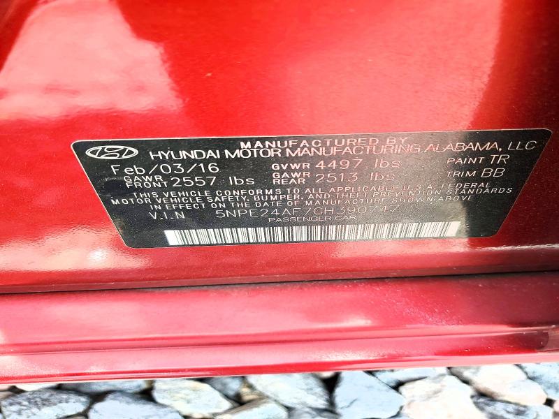 55576376 :رقم المزاد ، 5NPE24AF7GH390747 vin ، 2016 Hyundai Sonata مزاد بيع