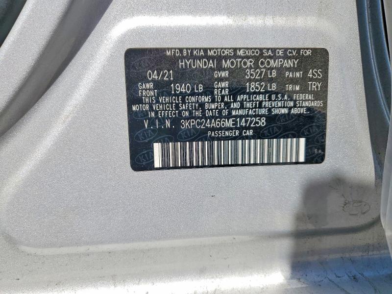 Aukcja sprzedaży 2021 Hyundai Accent, vin: 3KPC24A66ME147258, numer aukcji: 54260936