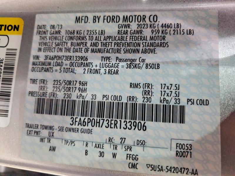 Продажа на аукционе авто 2014 Ford Fusion, vin: 3FA6P0H73ER133906, номер лота: 51603656