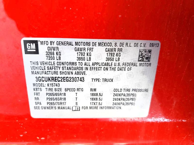Aukcja sprzedaży 2014 Chevrolet Silverado, vin: 3GCUKREC2EG230743, numer aukcji: 52220346