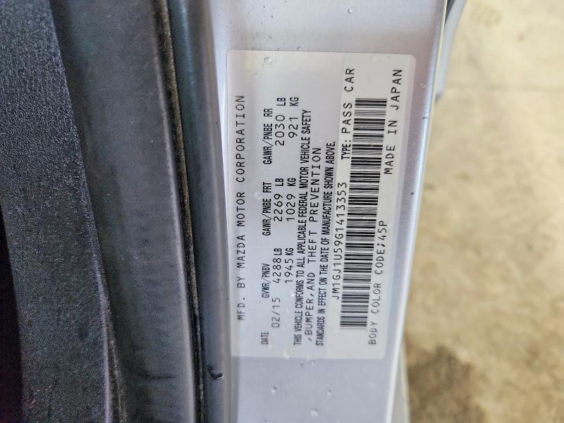 2016 Mazda 6 მანქანა იყიდება აუქციონზე, vin: JM1GJ1U59G1413353, აუქციონის ნომერი: 54504746