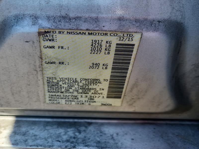 2016 Nissan Altima მანქანა იყიდება აუქციონზე, vin: 1N4AL3AP7GC133071, აუქციონის ნომერი: 52870376