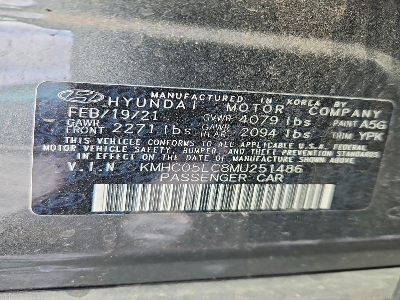 Продажа на аукционе авто 2021 Hyundai Ioniq, vin: KMHC05LC8MU251486, номер лота: 54787716