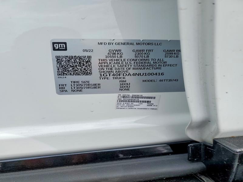 Продаж на аукціоні авто 2022 Gmc Hummer Pickup, vin: 1GT40FDA4NU100416, номер лоту: 52616776