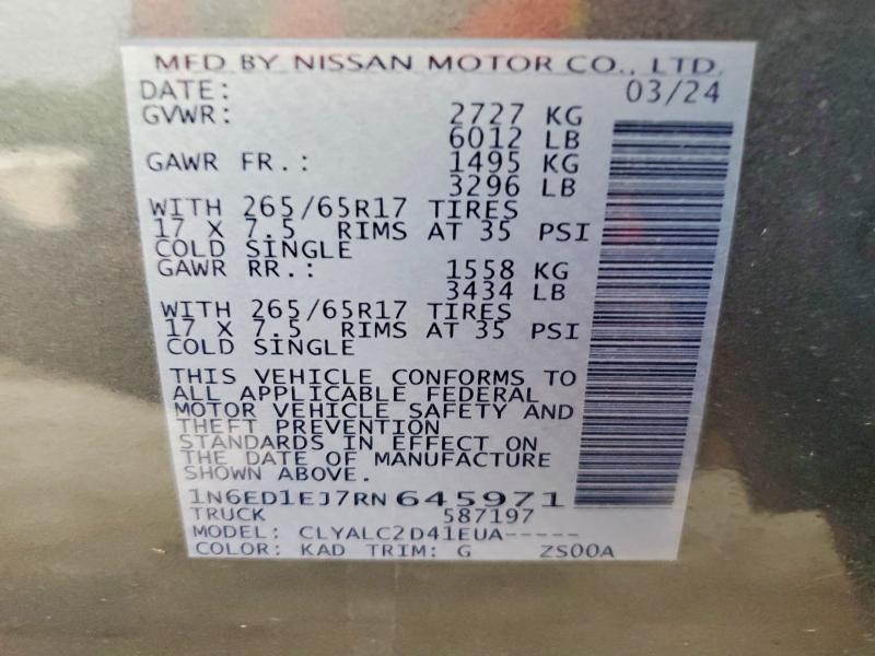 Продаж на аукціоні авто 2024 Nissan Frontier, vin: 1N6ED1EJ7RN645971, номер лоту: 55682596