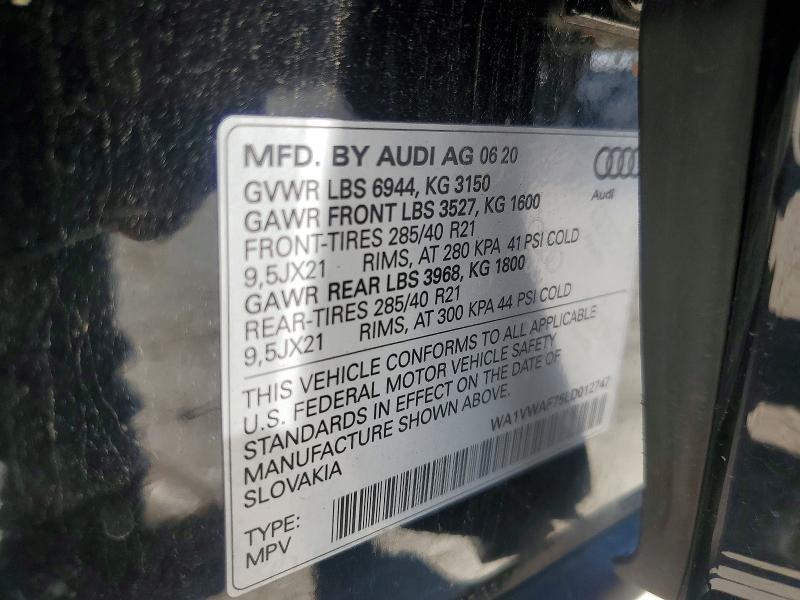 Продаж на аукціоні авто 2020 Audi Sq7, vin: WA1VWAF75LD012747, номер лоту: 53320366