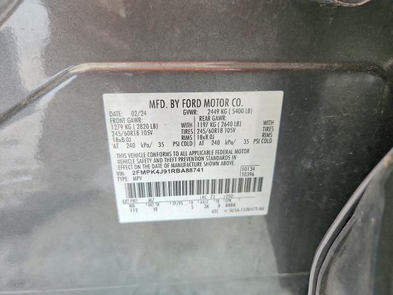 53043136 :رقم المزاد ، 2FMPK4J91RBA88741 vin ، 2024 Ford Edge مزاد بيع