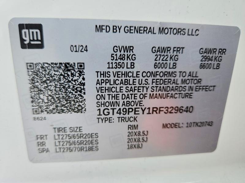 Продаж на аукціоні авто 2024 Gmc Sierra, vin: 1GT49PEY1RF329640, номер лоту: 48198956