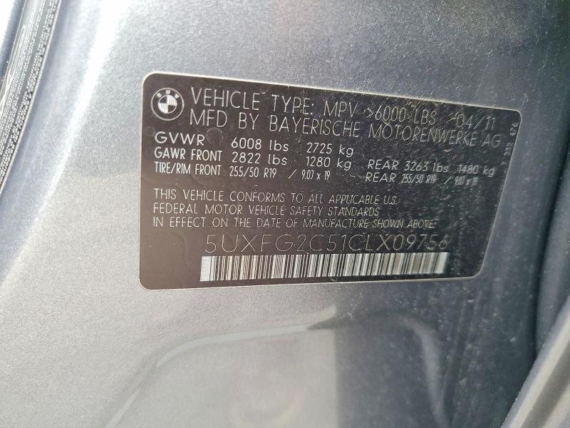 Aukcja sprzedaży 2012 Bmw X6, vin: 5UXFG2C51CLX09756, numer aukcji: 52516636