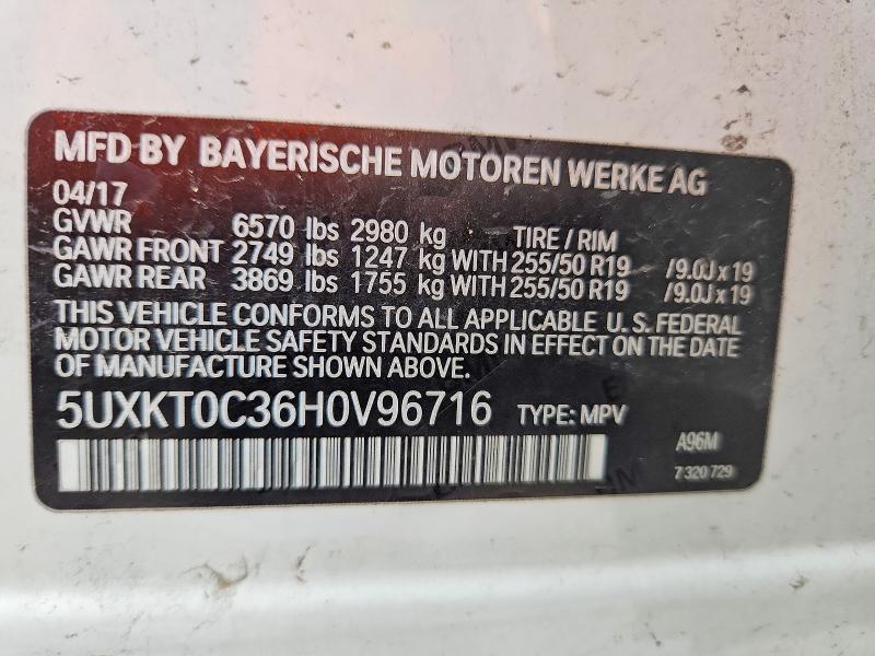 52332946 :رقم المزاد ، 5UXKT0C36H0V96716 vin ، 2017 Bmw X5 مزاد بيع