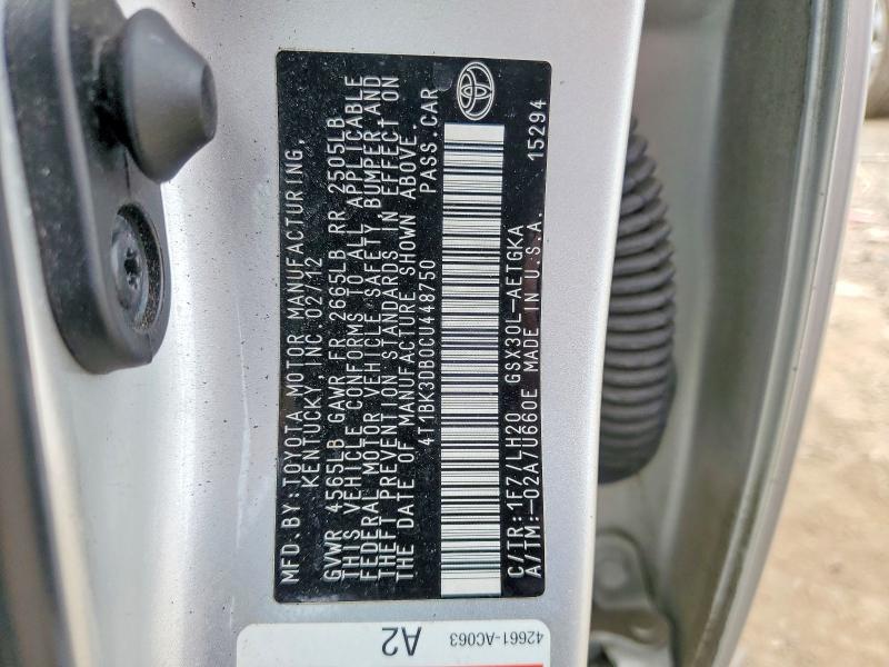 54821856 :رقم المزاد ، 4T1BK3DB0CU448750 vin ، 2012 Toyota Avalon مزاد بيع