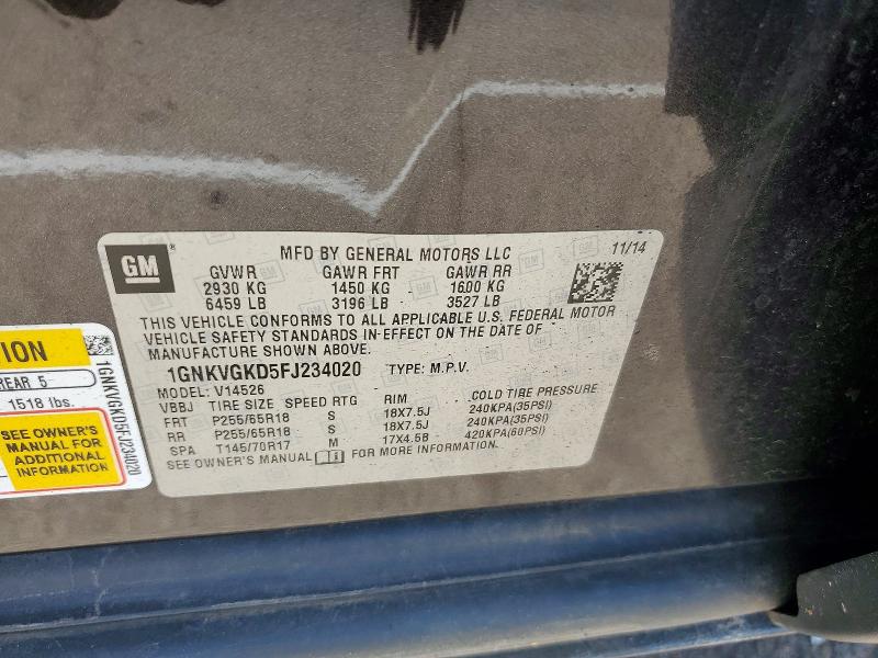 Продажа на аукционе авто 2015 Chevrolet Traverse, vin: 1GNKVGKD5FJ234020, номер лота: 53230806