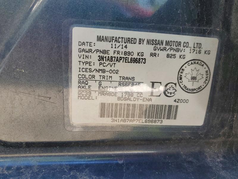 Aukcja sprzedaży 2014 Nissan Sentra, vin: 3N1AB7AP7EL696873, numer aukcji: 53921986