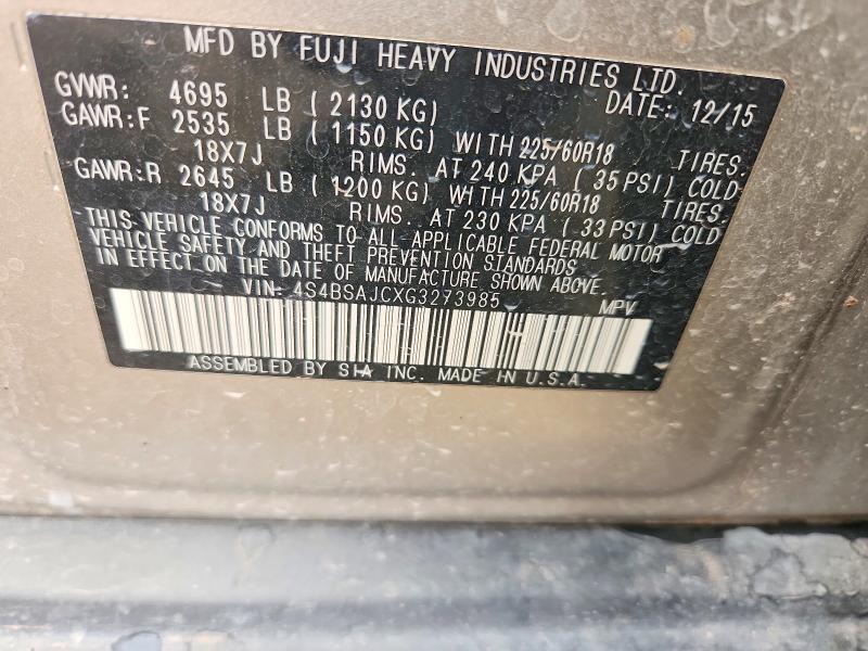 Aukcja sprzedaży 2016 Subaru Outback, vin: 4S4BSAJCXG3273985, numer aukcji: 51824426