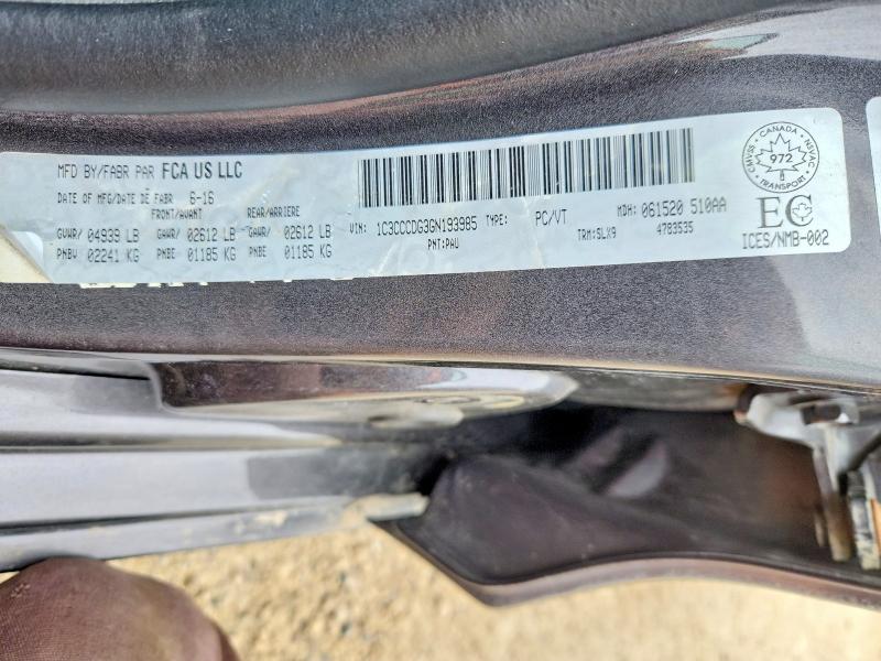 50751726 :رقم المزاد ، 1C3CCCDG3GN193985 vin ، 2016 Chrysler 200 مزاد بيع