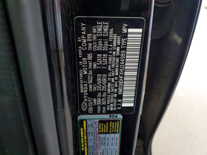 Продаж на аукціоні авто 2017 Hyundai Santa Fe, vin: KM8SNDHFXHU244989, номер лоту: 53176386
