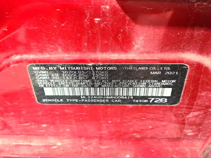52830526 :رقم المزاد ، ML32AUHJ4MH008414 vin ، 2021 Mitsubishi Mirage مزاد بيع