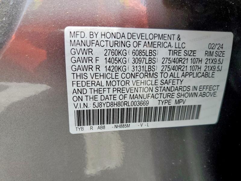 Продаж на аукціоні авто 2024 Acura Mdx, vin: 5J8YD8H80RL003669, номер лоту: 55177746