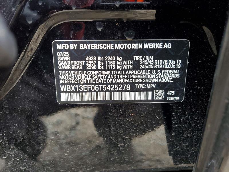 2026 Bmw X1 მანქანა იყიდება აუქციონზე, vin: WBX13EF06T5425278, აუქციონის ნომერი: 54590856