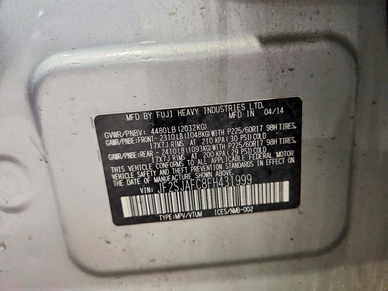 Продажа на аукционе авто 2015 Subaru Forester, vin: JF2SJAFC8FH431999, номер лота: 53522316