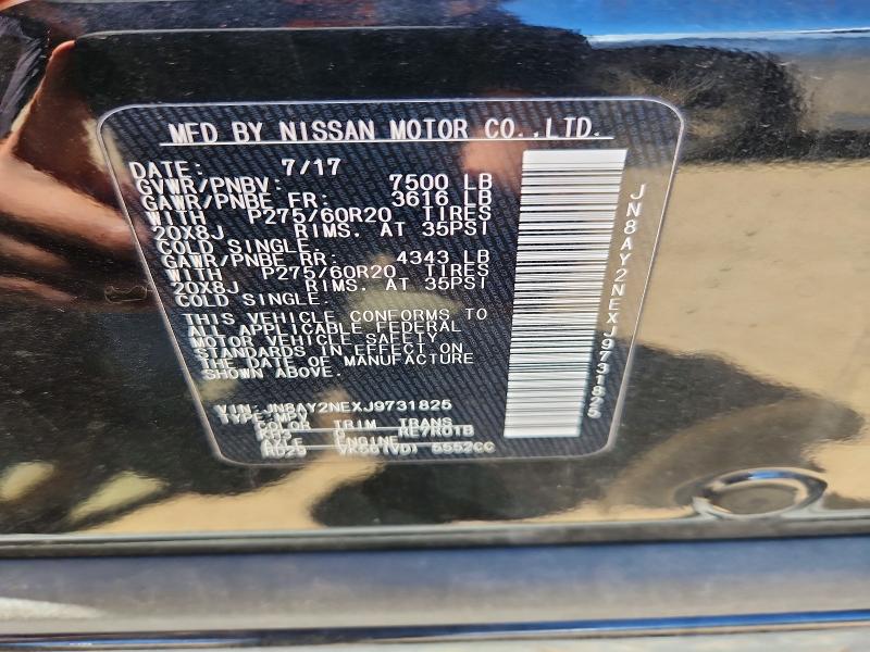 55712436 :رقم المزاد ، JN8AY2NEXJ9731825 vin ، 2018 Nissan Armada مزاد بيع