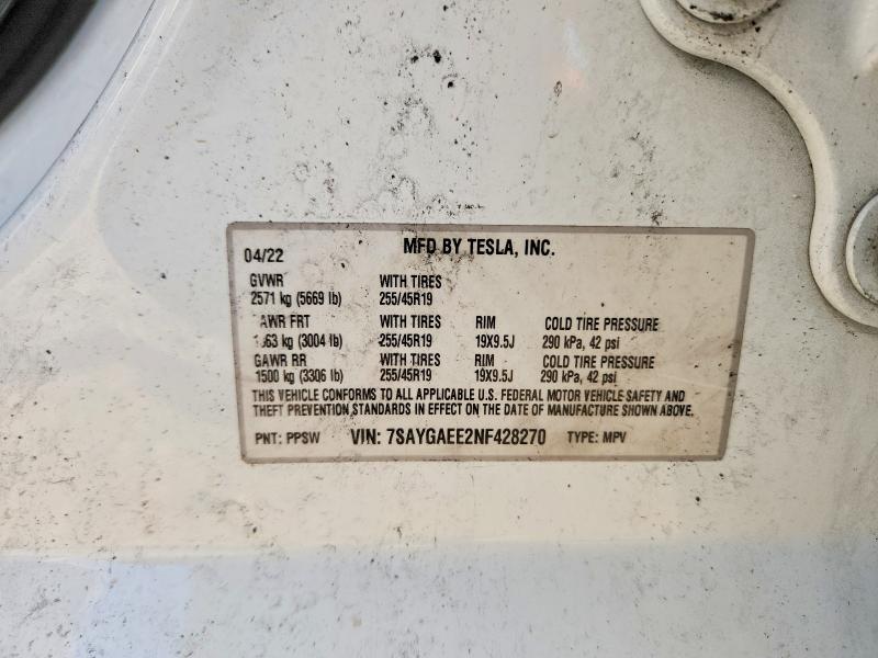Aukcja sprzedaży 2022 Tesla Model Y, vin: 7SAYGAEE2NF428270, numer aukcji: 55325116