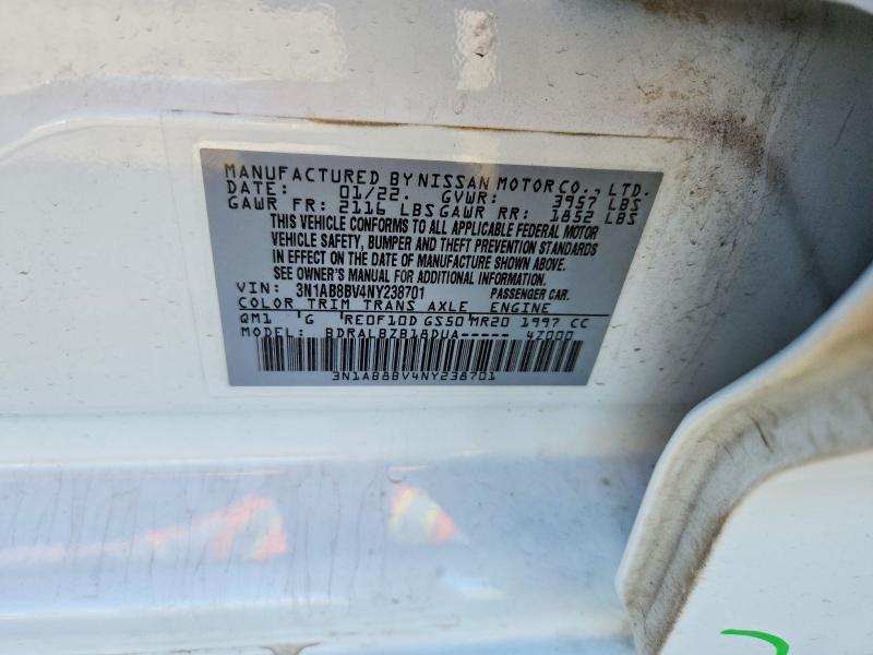 Продаж на аукціоні авто 2022 Nissan Sentra, vin: 3N1AB8BV4NY238701, номер лоту: 54008656