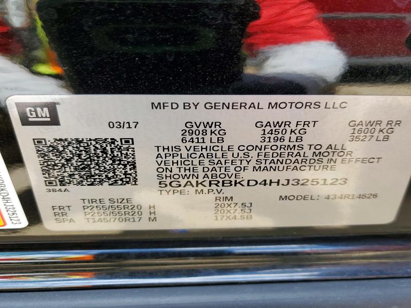 51890366 :رقم المزاد ، 5GAKRBKD4HJ325123 vin ، 2017 Buick Enclave مزاد بيع