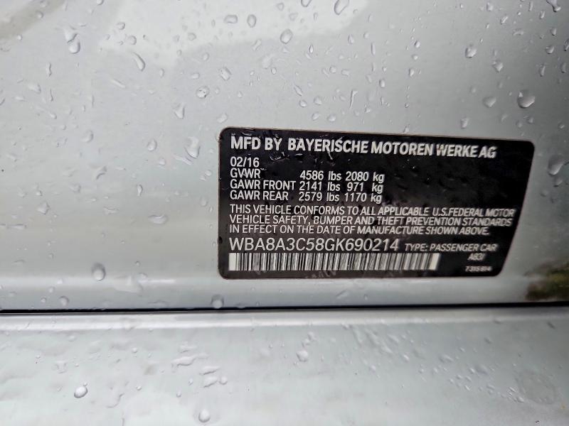 Aukcja sprzedaży 2016 Bmw 320, vin: WBA8A3C58GK690214, numer aukcji: 53828616