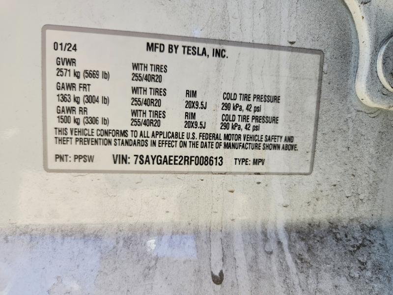 Продажа на аукционе авто 2024 Tesla Model Y, vin: 7SAYGAEE2RF008613, номер лота: 54869436