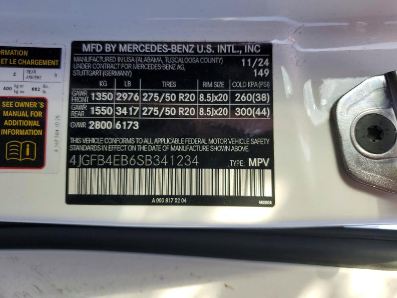Aukcja sprzedaży 2025 Mercedes-benz Gle, vin: 4JGFB4EB6SB341234, numer aukcji: 53380336