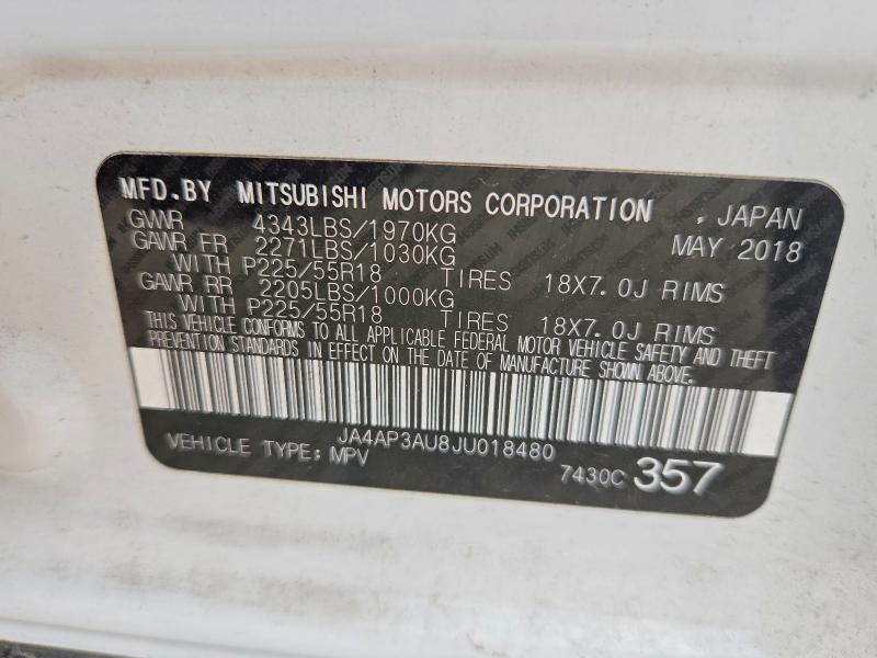2018 Mitsubishi Outlander Sport მანქანა იყიდება აუქციონზე, vin: JA4AP3AU8JU018480, აუქციონის ნომერი: 54053126