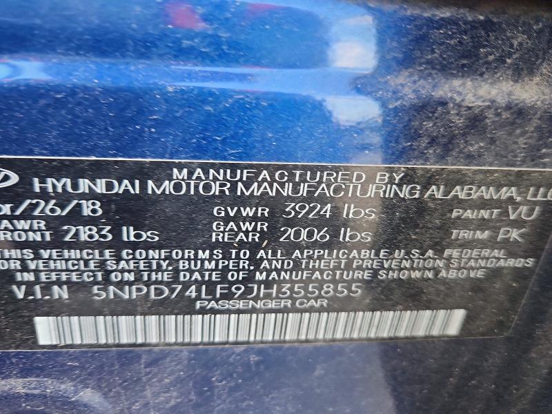 Продаж на аукціоні авто 2018 Hyundai Elantra, vin: 5NPD74LF9JH355855, номер лоту: 54204076